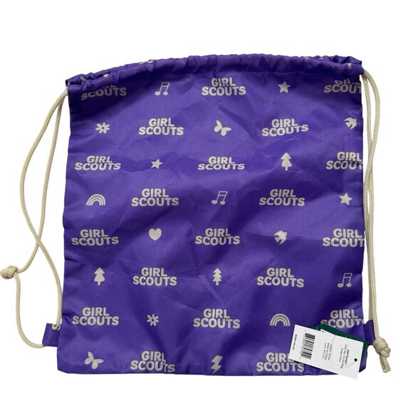 GIRL SCOUTS *NEW* My GS Kit Bag in Grape Purple & Cream Backpack Drawstring - Picture 2 of 5
